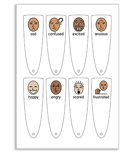 Emotions Fans containing Widgit Symbols for different emotions.