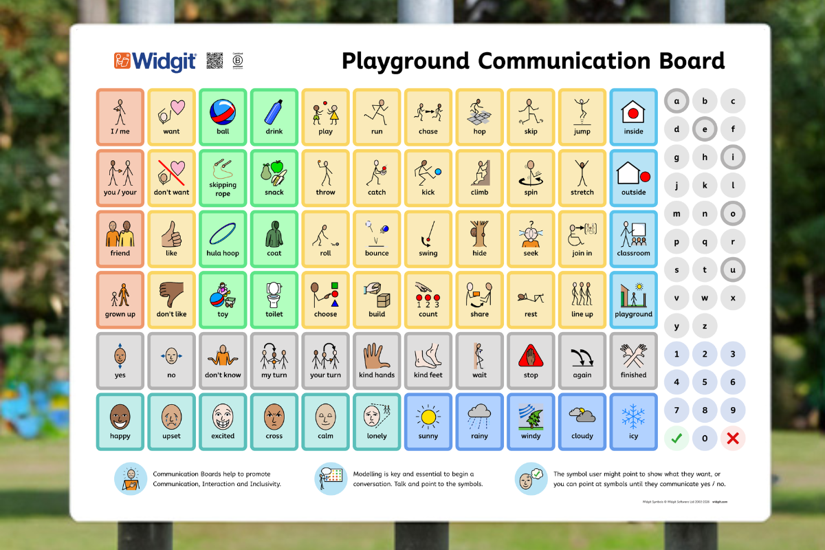 Widgit Communication Board mounted outdoors