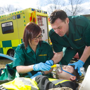 ambulance crew with patient