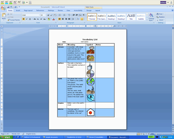 vocabulary list