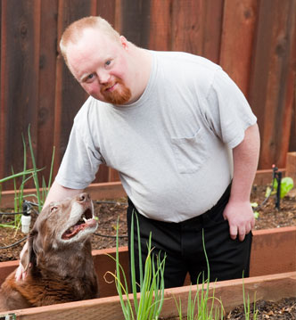 Student gardening