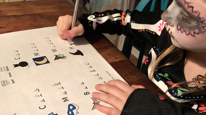 Child using symbol resources