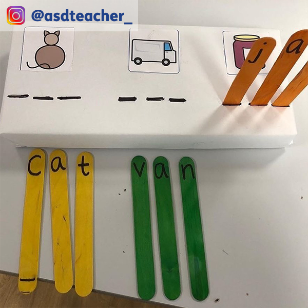 Phonics activity featuring Widgit Symbols