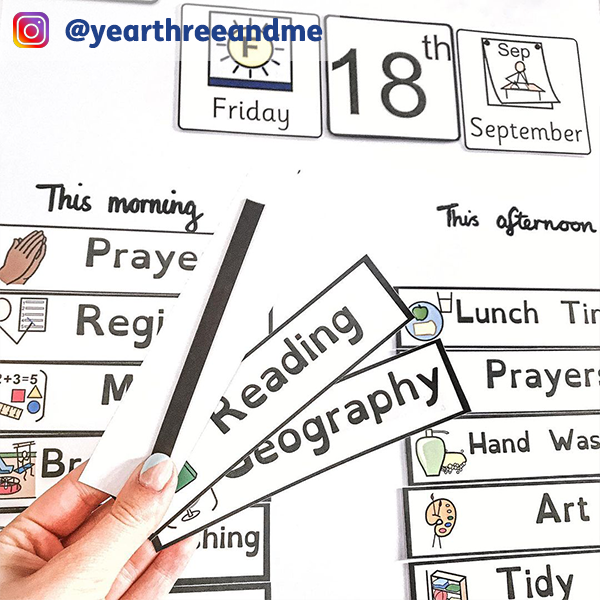 Visual Timetable made using Widgit software