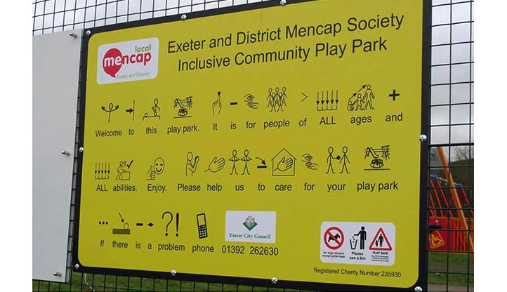 Playpark sign in symbols