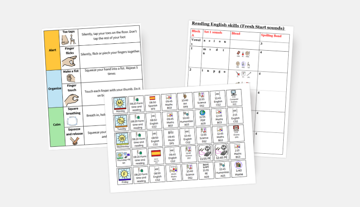 Core knowledge booklets, visual timetables and other symbol-supported learning resources