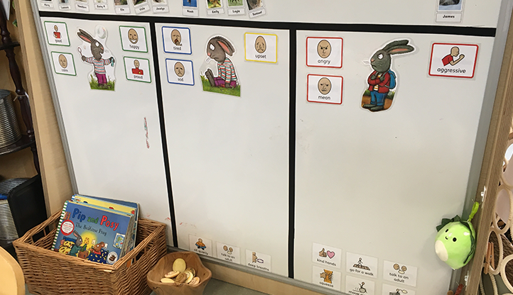 Emotion boards at Hirst Wood Nursery school using Widgit Symbols