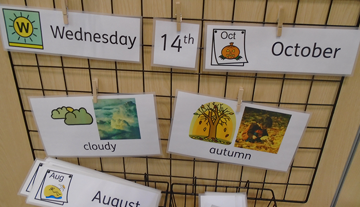 Visual Timetable at Hirst Wood Nursery school using Widgit Symbols