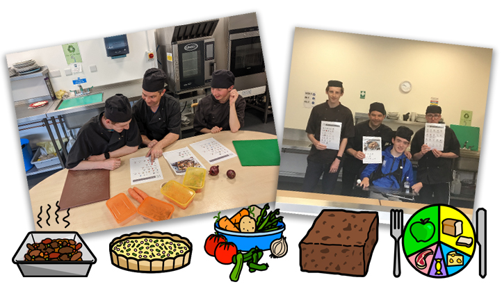 Pupils from Ganton School Sixth form using the symbol-supported recipes.