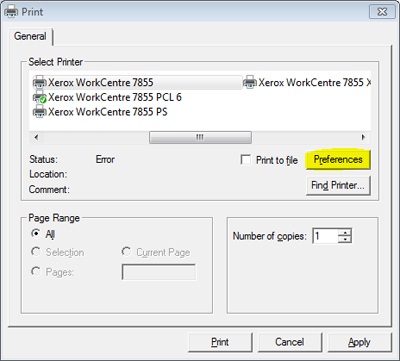 Printer Preferences