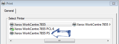 Xerox Printers - Select Postscript