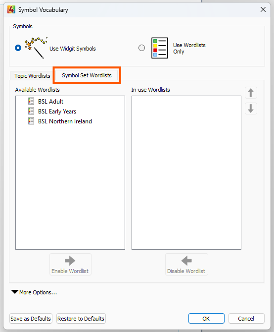 User Interface – Wordlists