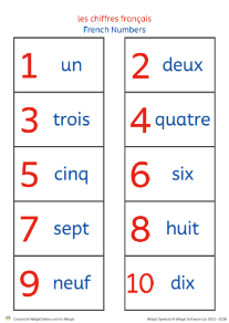 Numbers 1 to 10 in French