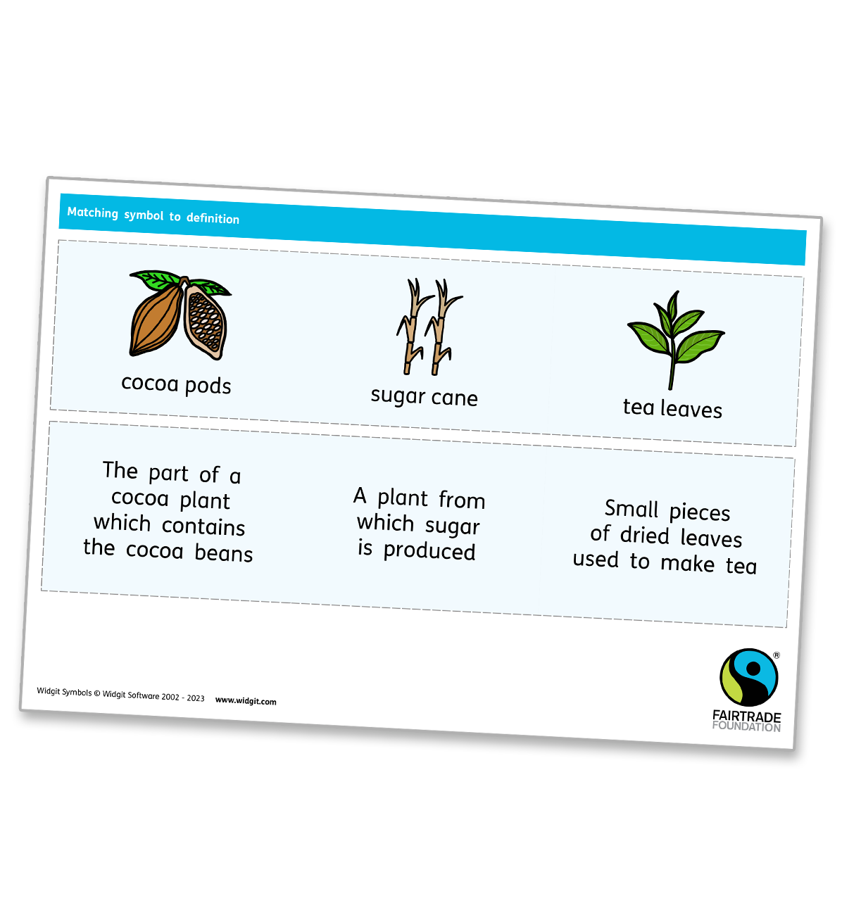 Fairtrade symbol matching activity