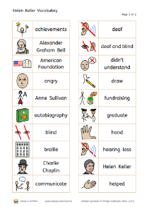 Helen Keller Symbol Flashcards