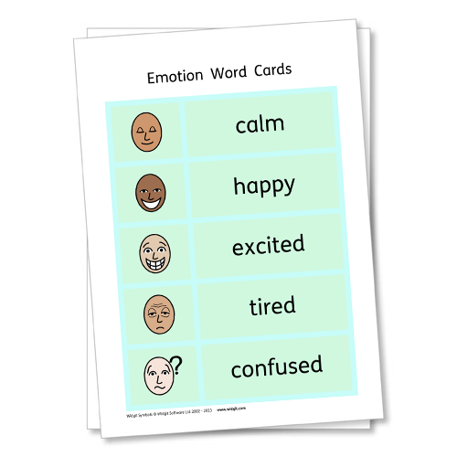 Emotion Word Cards with Widgit Symbols
