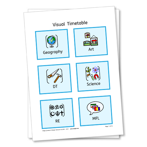 Visual Timetable with Widgit Symbols