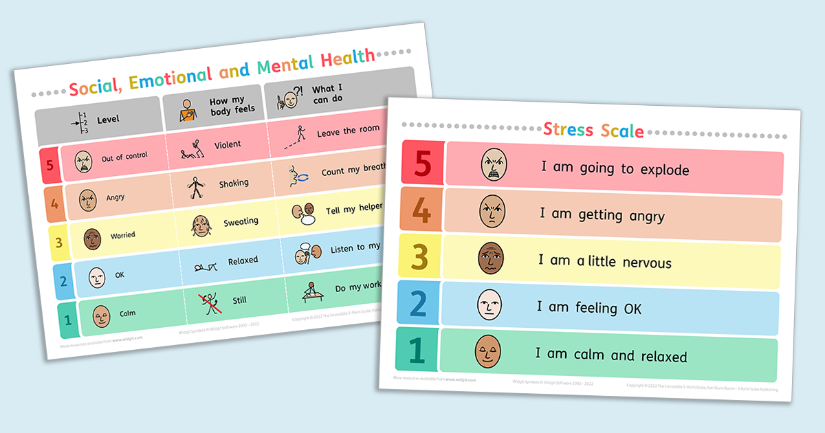 Emotions Scales from examples from Kari Dunn Buron’s, The incredible 5 point scale