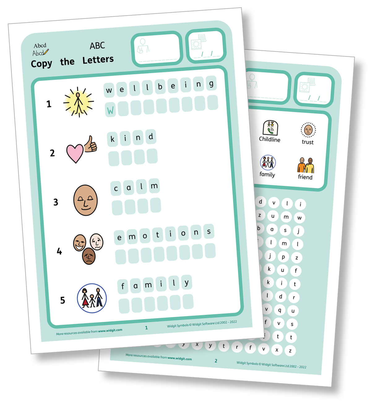 Additional wellbeing resources with Widgit Symbols