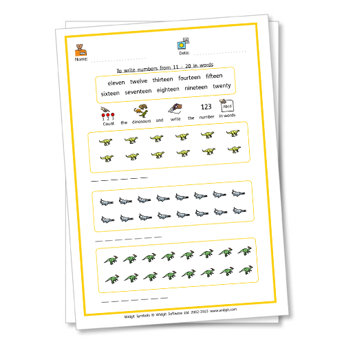 Widgit Symbols Autism Pasck Maths Activity