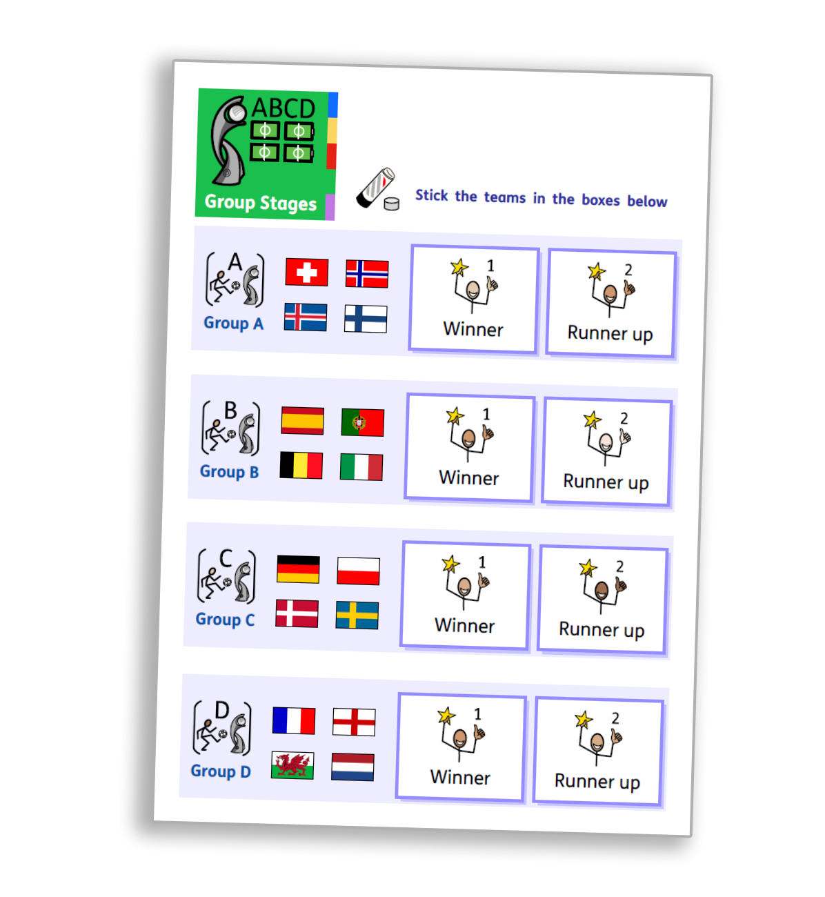 Cut and Stick Wall Chart for Women's Euro 2025
