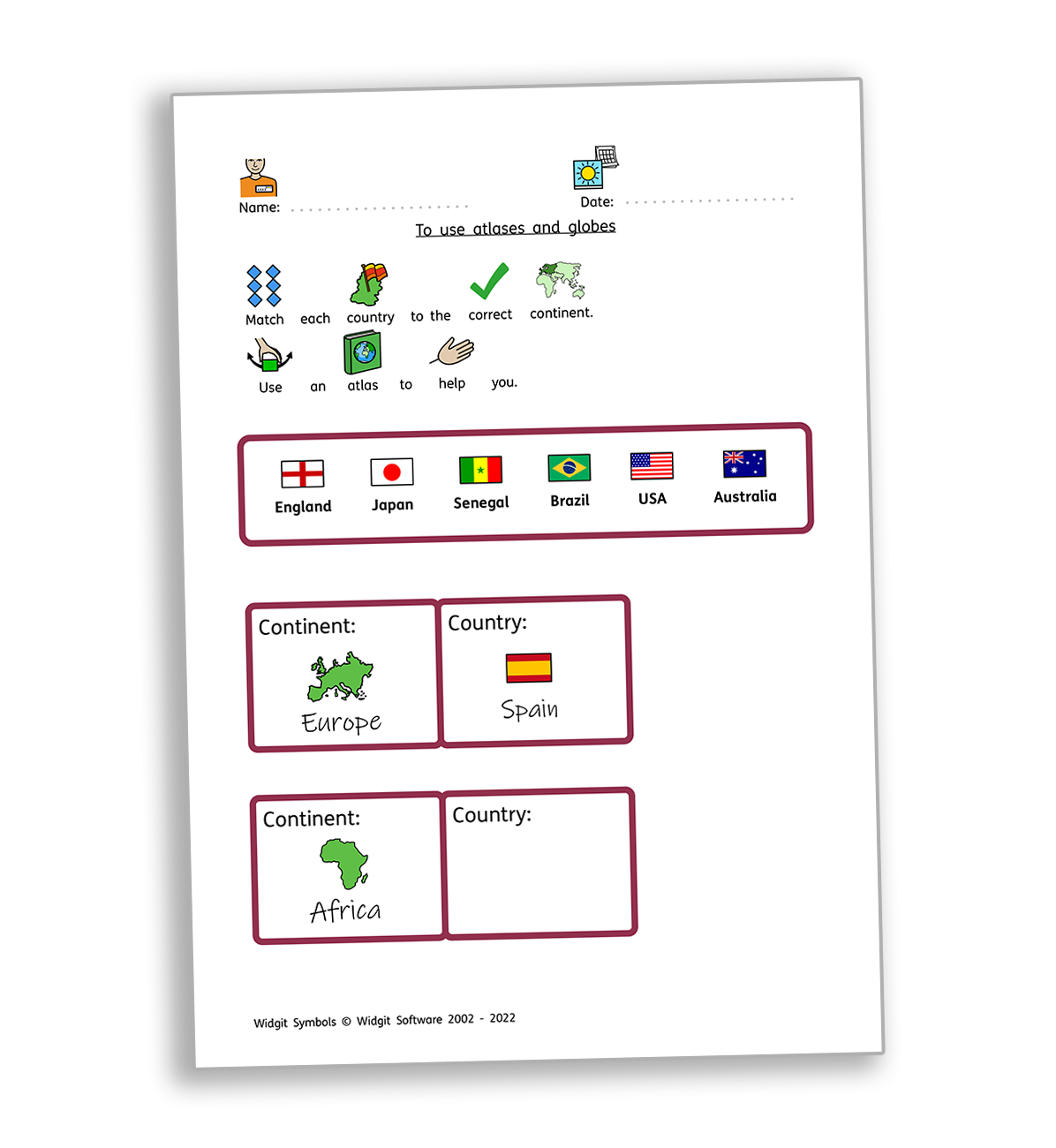 Countries and Continents Activity Qatar 2022 