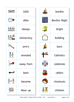 Bonfire Night Vocabulary