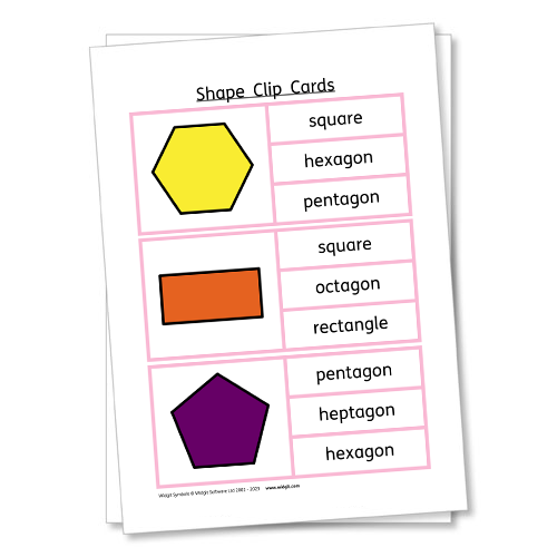 Shape Clip Cards with Widgit Symbols